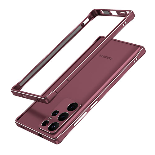 Luxury Aluminum Metal Frame Cover Case A01 for Samsung Galaxy S23 Ultra 5G Red Wine