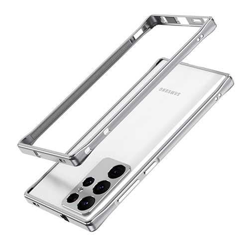 Luxury Aluminum Metal Frame Cover Case A01 for Samsung Galaxy S24 Ultra 5G Silver