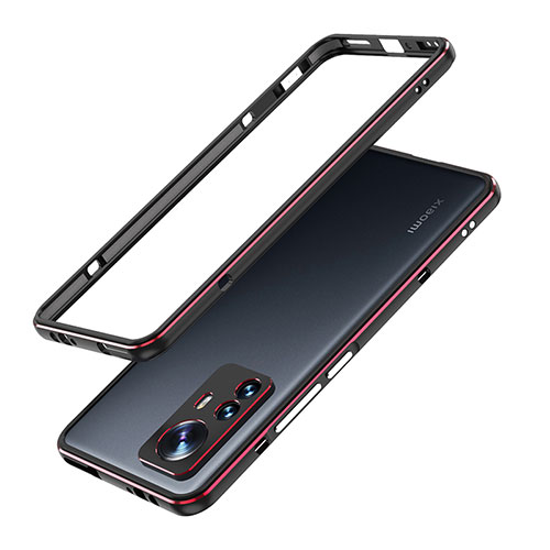 Luxury Aluminum Metal Frame Cover Case A01 for Xiaomi Mi 12 Pro 5G Red and Black