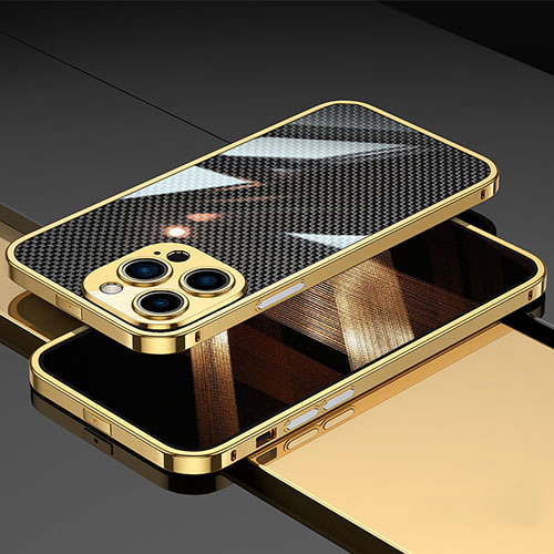 Luxury Aluminum Metal Frame Cover Case A02 for Apple iPhone 15 Pro Gold