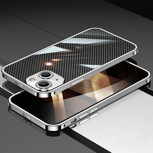 Luxury Aluminum Metal Frame Cover Case A02 for Apple iPhone 15 Silver