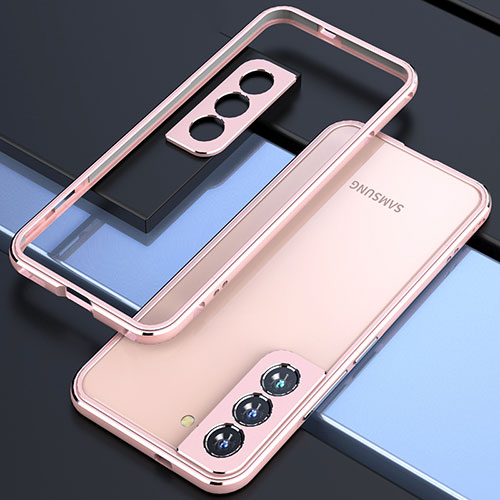 Luxury Aluminum Metal Frame Cover Case A02 for Samsung Galaxy S21 Plus 5G Rose Gold