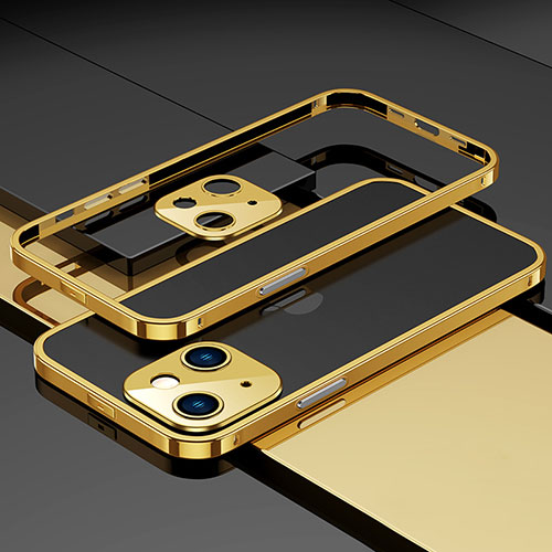 Luxury Aluminum Metal Frame Cover Case A03 for Apple iPhone 13 Gold