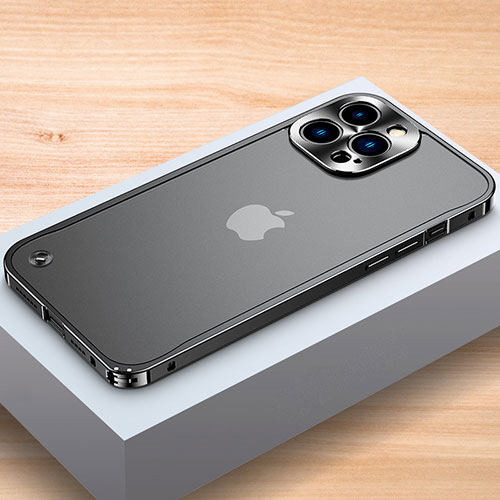 Luxury Aluminum Metal Frame Cover Case A04 for Apple iPhone 13 Pro Black