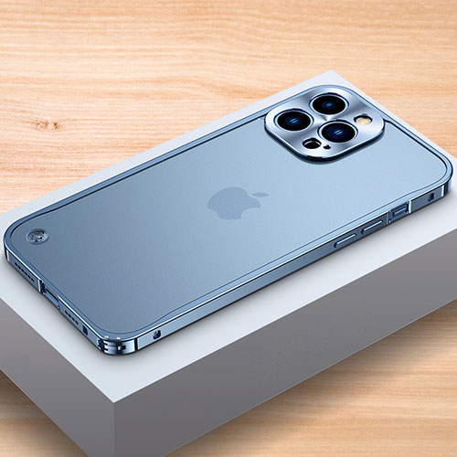 Luxury Aluminum Metal Frame Cover Case A04 for Apple iPhone 13 Pro Max Blue