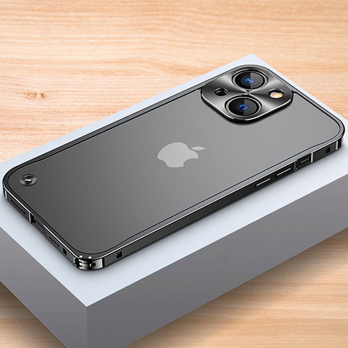 Luxury Aluminum Metal Frame Cover Case A04 for Apple iPhone 15 Black