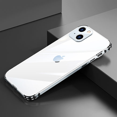 Luxury Aluminum Metal Frame Cover Case A06 for Apple iPhone 13 Silver