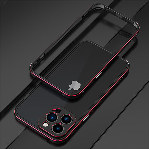 Luxury Aluminum Metal Frame Cover Case for Apple iPhone 13 Pro Red and Black