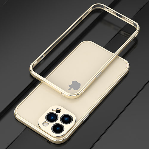 Luxury Aluminum Metal Frame Cover Case for Apple iPhone 14 Pro Gold