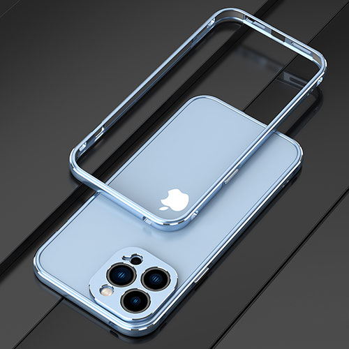 Luxury Aluminum Metal Frame Cover Case for Apple iPhone 15 Pro Max Sky Blue