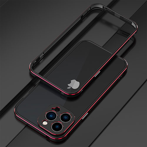 Luxury Aluminum Metal Frame Cover Case for Apple iPhone 16 Pro Max Red and Black