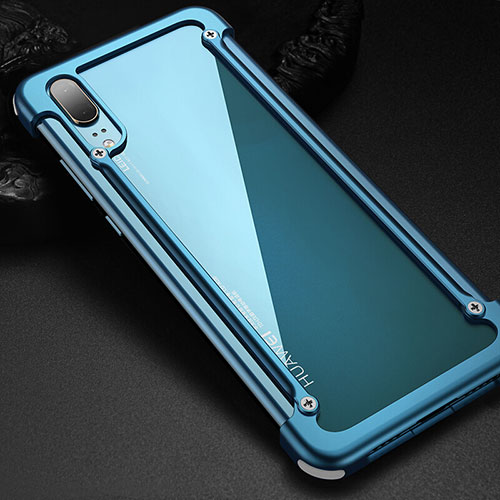 Luxury Aluminum Metal Frame Cover Case for Huawei P20 Sky Blue