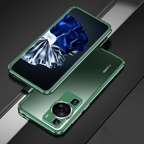 Luxury Aluminum Metal Frame Cover Case for Huawei P60 Green