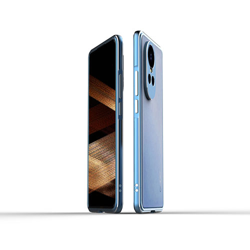 Luxury Aluminum Metal Frame Cover Case for Oppo Reno10 5G Blue