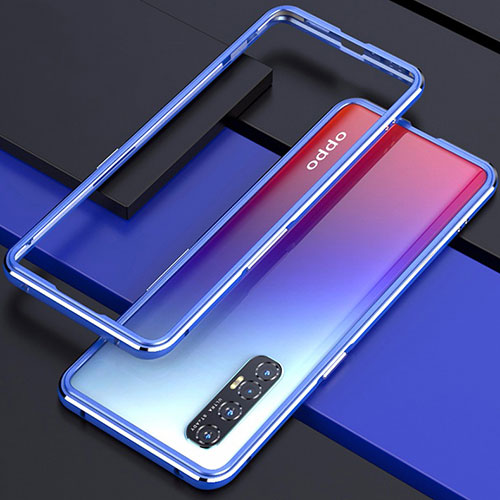 Luxury Aluminum Metal Frame Cover Case for Oppo Reno3 Pro Blue