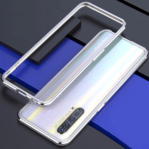 Luxury Aluminum Metal Frame Cover Case for Oppo Reno3 Silver