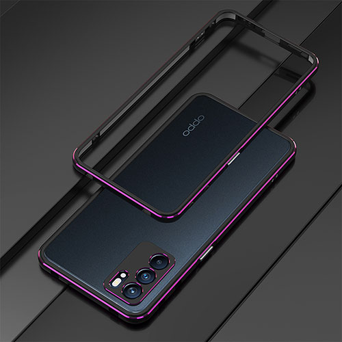 Luxury Aluminum Metal Frame Cover Case for Oppo Reno6 Pro 5G India Purple