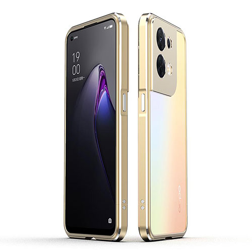 Luxury Aluminum Metal Frame Cover Case for Oppo Reno9 5G Gold