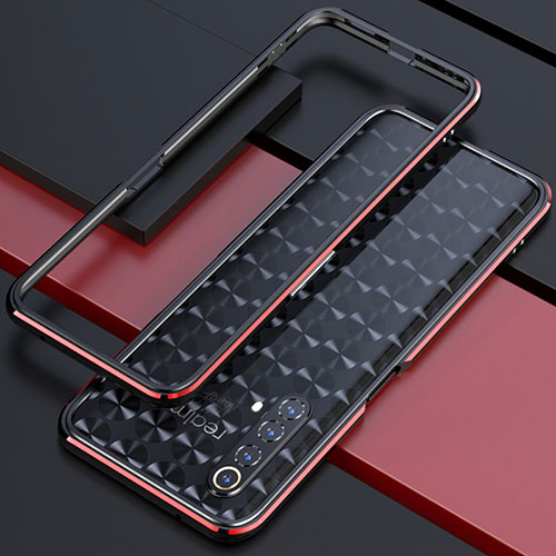 Luxury Aluminum Metal Frame Cover Case for Realme X50 5G Red and Black