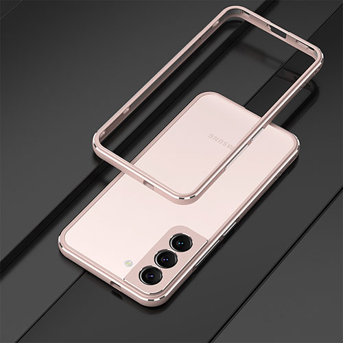 Luxury Aluminum Metal Frame Cover Case for Samsung Galaxy S22 Plus 5G Rose Gold