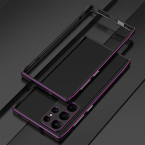 Luxury Aluminum Metal Frame Cover Case for Samsung Galaxy S22 Ultra 5G Purple