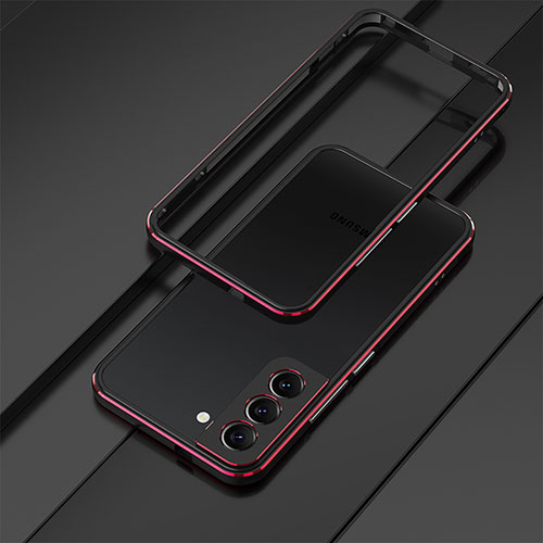 Luxury Aluminum Metal Frame Cover Case for Samsung Galaxy S25 5G Red and Black