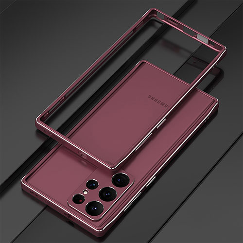 Luxury Aluminum Metal Frame Cover Case for Samsung Galaxy S25 Ultra 5G Red Wine