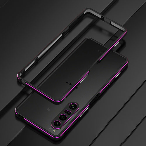 Luxury Aluminum Metal Frame Cover Case for Sony Xperia 1 IV Purple