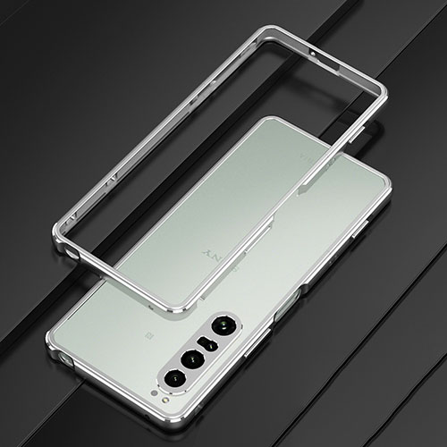 Luxury Aluminum Metal Frame Cover Case for Sony Xperia 1 IV SO-51C Silver