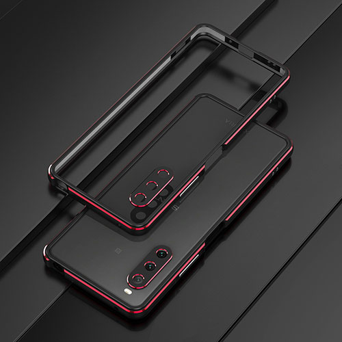 Luxury Aluminum Metal Frame Cover Case for Sony Xperia 10 V Red and Black