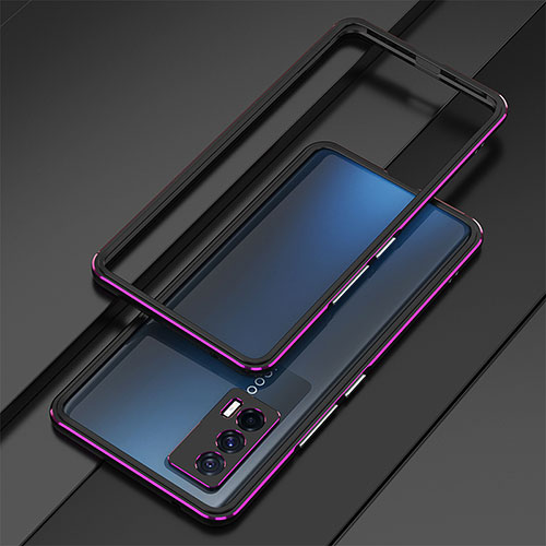 Luxury Aluminum Metal Frame Cover Case for Vivo iQOO 7 India 5G Purple