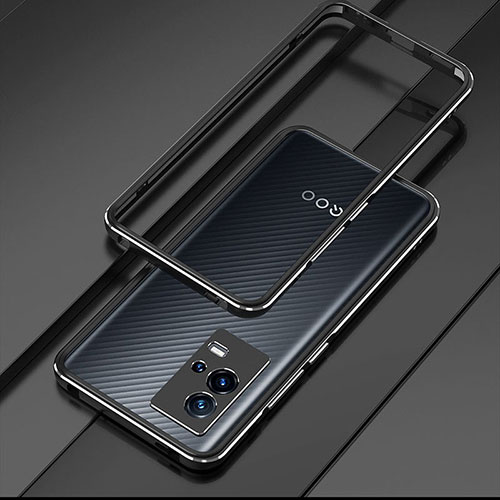 Luxury Aluminum Metal Frame Cover Case for Vivo iQOO 8 Pro 5G Silver and Black