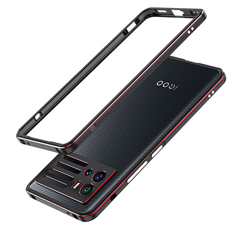 Luxury Aluminum Metal Frame Cover Case for Vivo iQOO 9 5G Red and Black