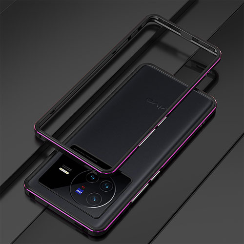 Luxury Aluminum Metal Frame Cover Case for Vivo X80 5G Purple