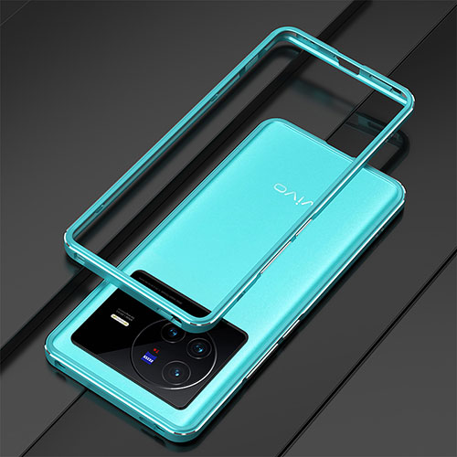 Luxury Aluminum Metal Frame Cover Case for Vivo X80 Pro 5G Sky Blue