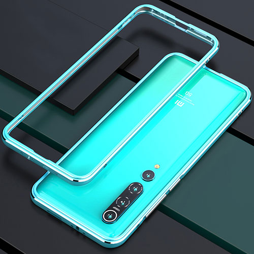 Luxury Aluminum Metal Frame Cover Case for Xiaomi Mi 10 Cyan