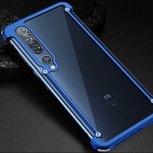 Luxury Aluminum Metal Frame Cover Case for Xiaomi Mi 10 Pro Blue