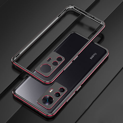 Luxury Aluminum Metal Frame Cover Case for Xiaomi Mi 12T 5G Red and Black