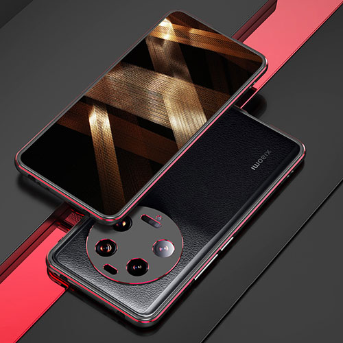 Luxury Aluminum Metal Frame Cover Case for Xiaomi Mi 13 Ultra 5G Red and Black