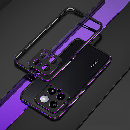 Luxury Aluminum Metal Frame Cover Case for Xiaomi Mi 14 5G Purple