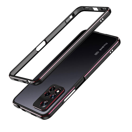 Luxury Aluminum Metal Frame Cover Case for Xiaomi Poco X4 NFC Red and Black