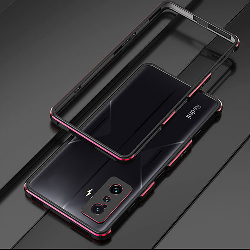 Luxury Aluminum Metal Frame Cover Case for Xiaomi Redmi K50 Gaming AMG F1 5G Red and Black