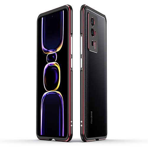 Luxury Aluminum Metal Frame Cover Case for Xiaomi Redmi K60 5G Red and Black