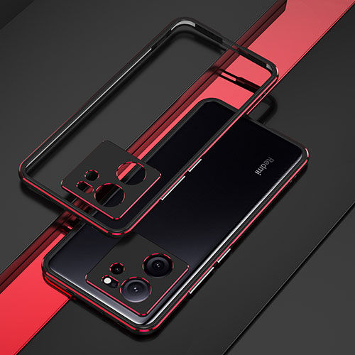 Luxury Aluminum Metal Frame Cover Case for Xiaomi Redmi K60 Ultra 5G Red and Black