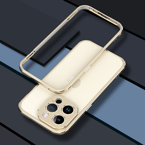 Luxury Aluminum Metal Frame Cover Case JZ1 for Apple iPhone 13 Pro Gold