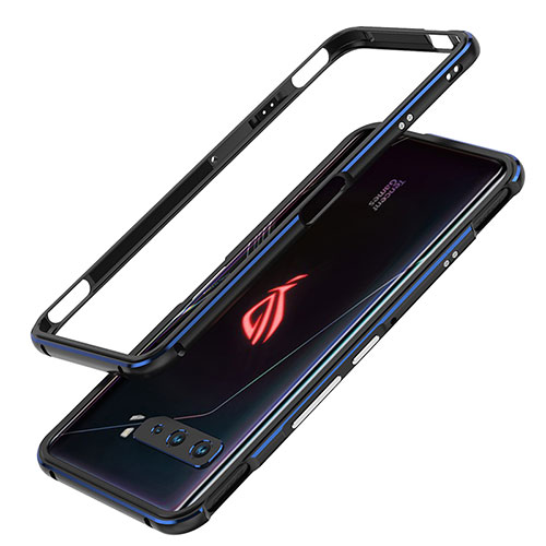 Luxury Aluminum Metal Frame Cover Case JZ1 for Asus ROG Phone 3 Strix ZS661KS Blue and Black