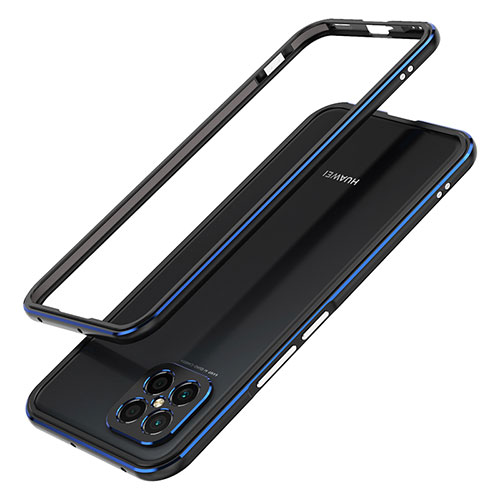 Luxury Aluminum Metal Frame Cover Case JZ1 for Huawei Nova 8 SE 4G Blue and Black