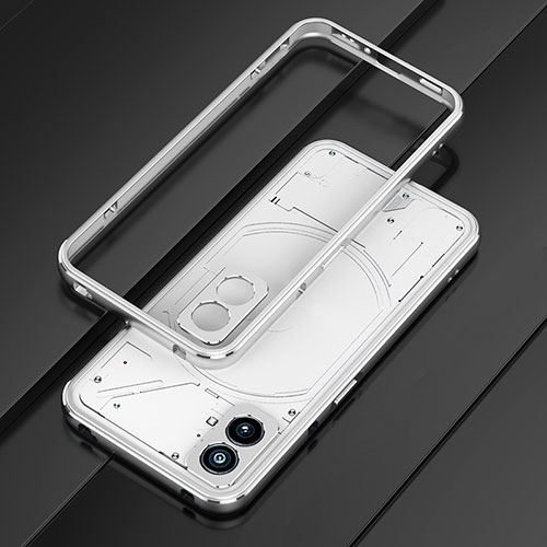 Luxury Aluminum Metal Frame Cover Case JZ1 for Nothing Phone 2 Silver