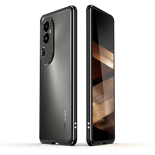 Luxury Aluminum Metal Frame Cover Case JZ1 for Oppo Reno10 Pro+ Plus 5G Silver and Black