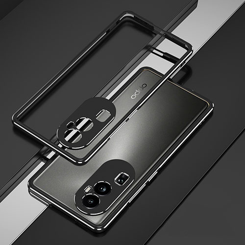 Luxury Aluminum Metal Frame Cover Case JZ1 for Oppo Reno10 Pro+ Plus 5G Silver and Black